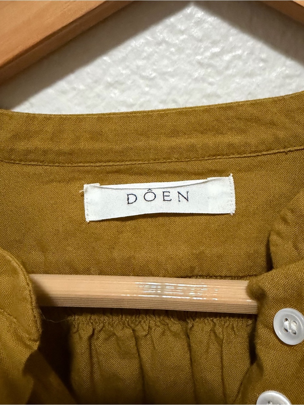 Doên O’Keefe Blouse Ochre Brown Cotton Boho Cottagecore Medium - Picture 3 of 5